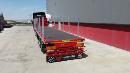 Flatbed Semi Trailer. With Drone