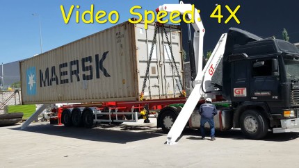 Sidelifter. Allows loading and unloading of containers without the need for a crane